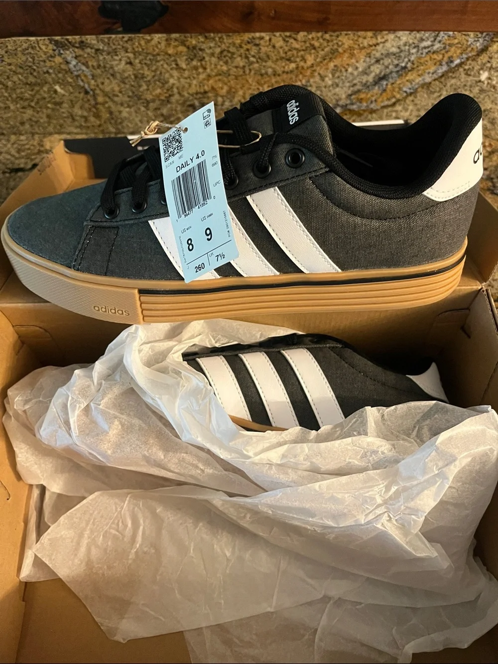 adidas Unisex Black & White Canvas Sneakers with Gum Sole